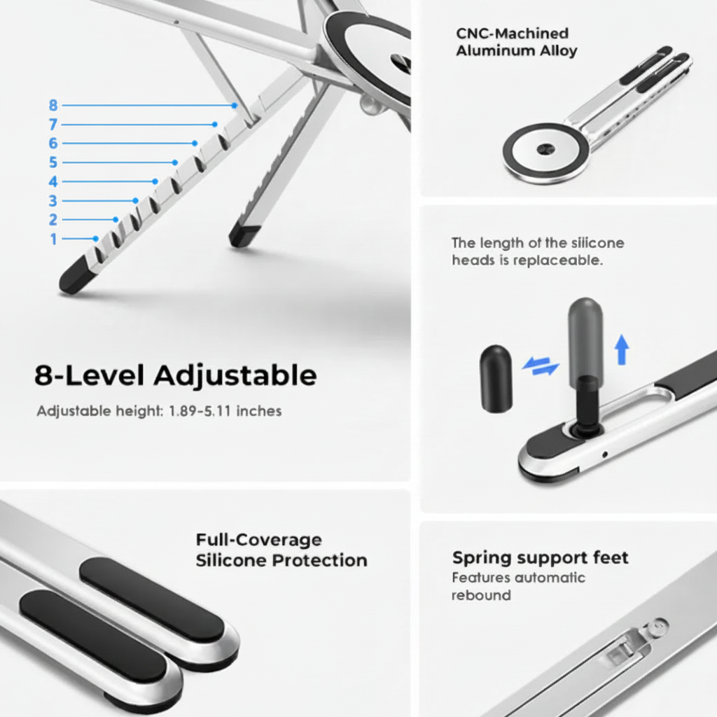 Nexora GripFlex Pro™ – Magnetic 360° Foldable Multi-Device Stand