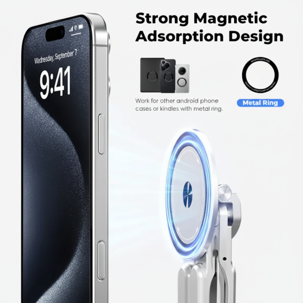 Nexora GripFlex Pro™ – Magnetic 360° Foldable Multi-Device Stand