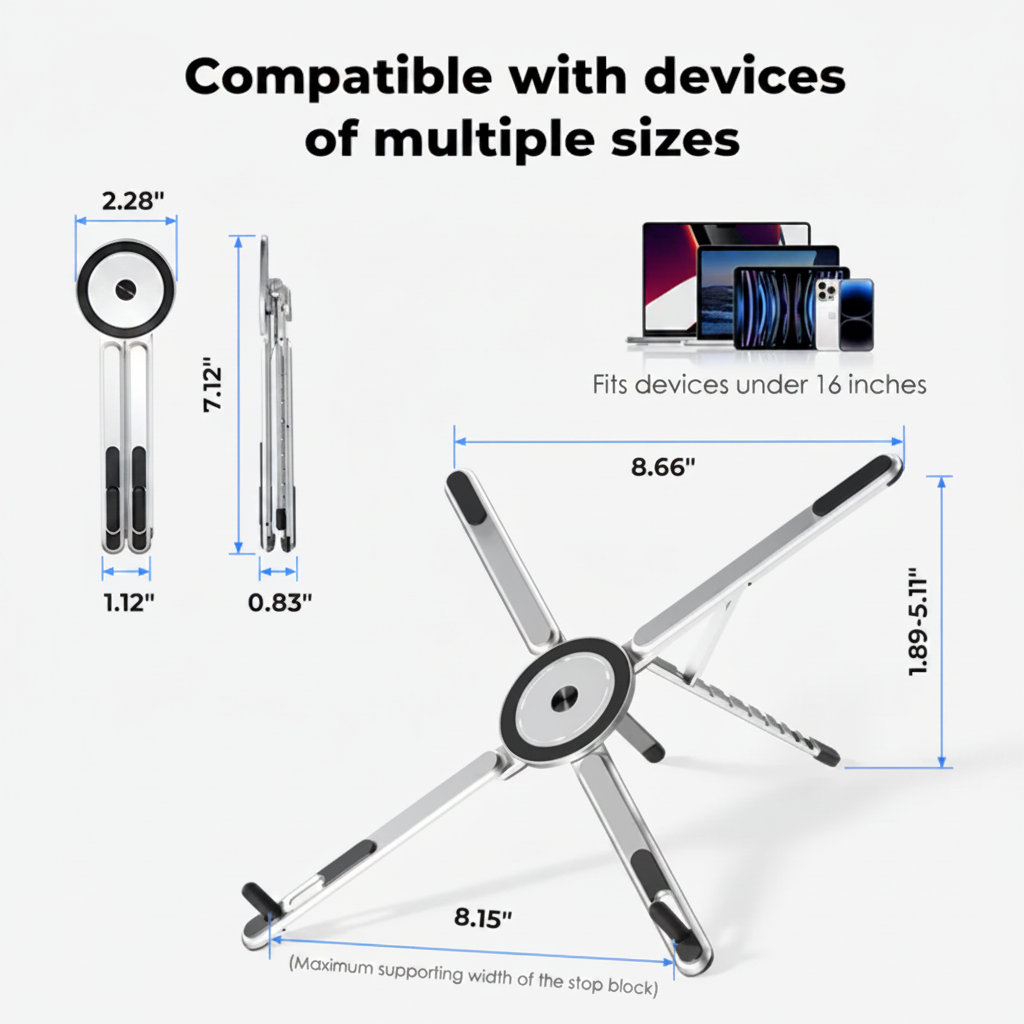 Nexora GripFlex Pro™ – Magnetic 360° Foldable Multi-Device Stand
