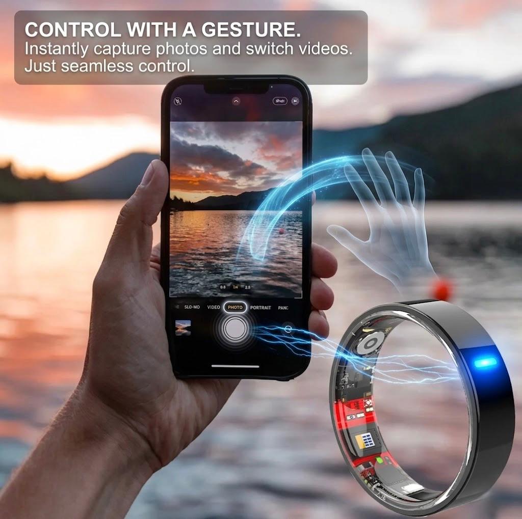 Nexora Pulse Smart Ring – gesture control with phone